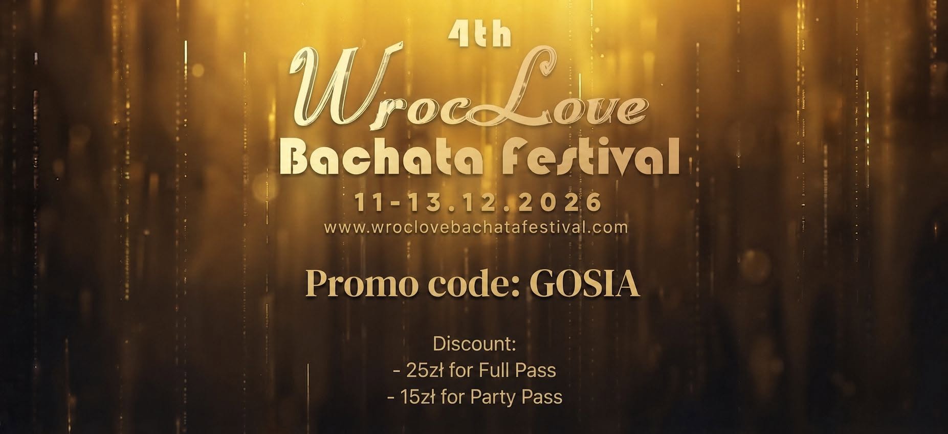 Affiche de 4th WrocLove Bachata Festival 2026 - promo code GOSIA