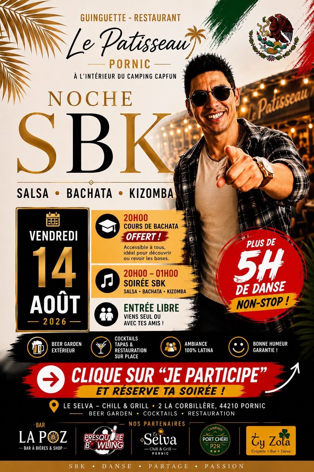 Affiche de 🌴 Soirée SBK au Patisseau – Camping CAPFUN Pornic 🌴