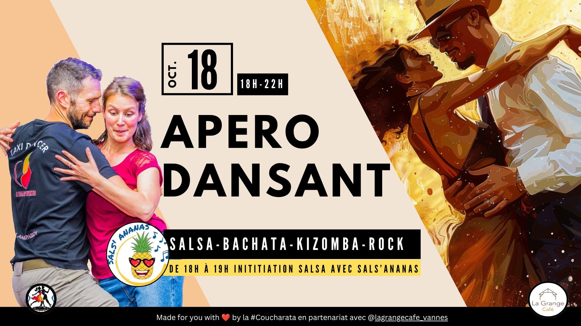 Affiche de Apéro Dansant à la Grange Café  avec INITIATION SALSA
