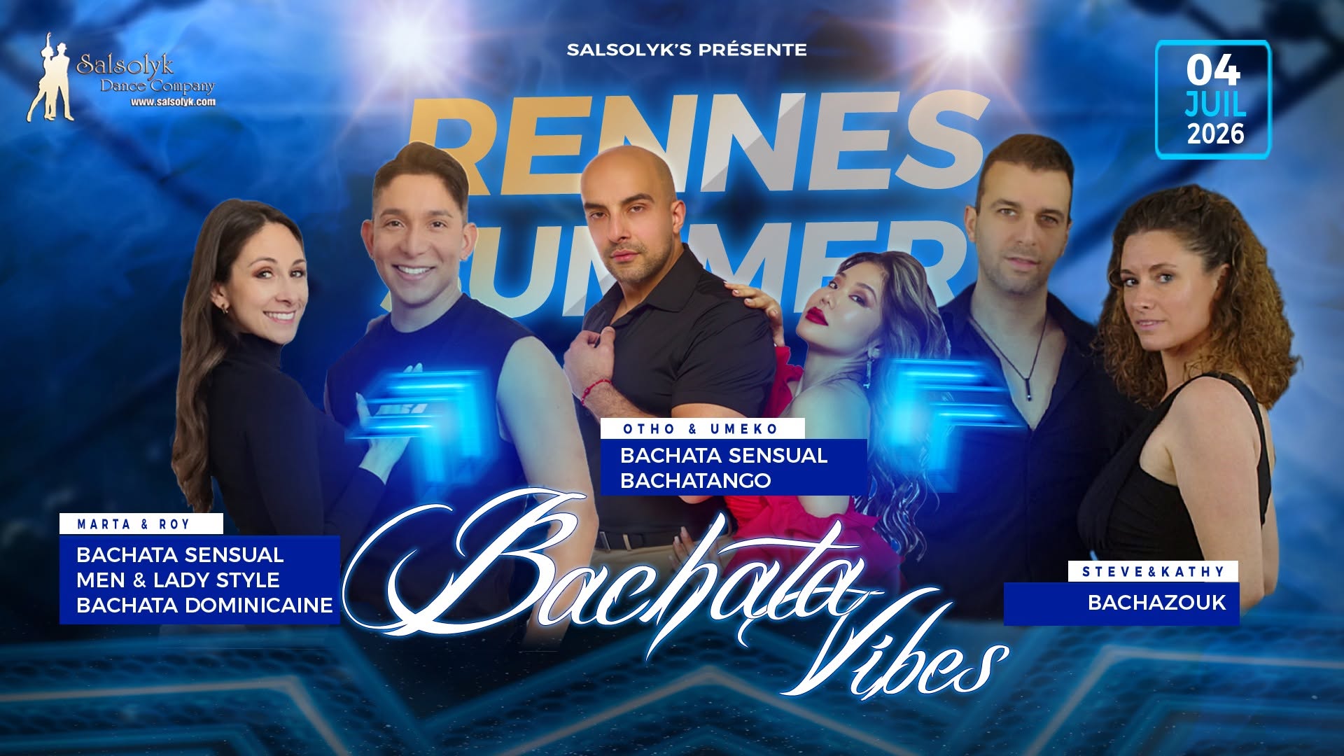 Affiche de Workshops/Stages de Bachata – Rennes Summer Bachata Vibes