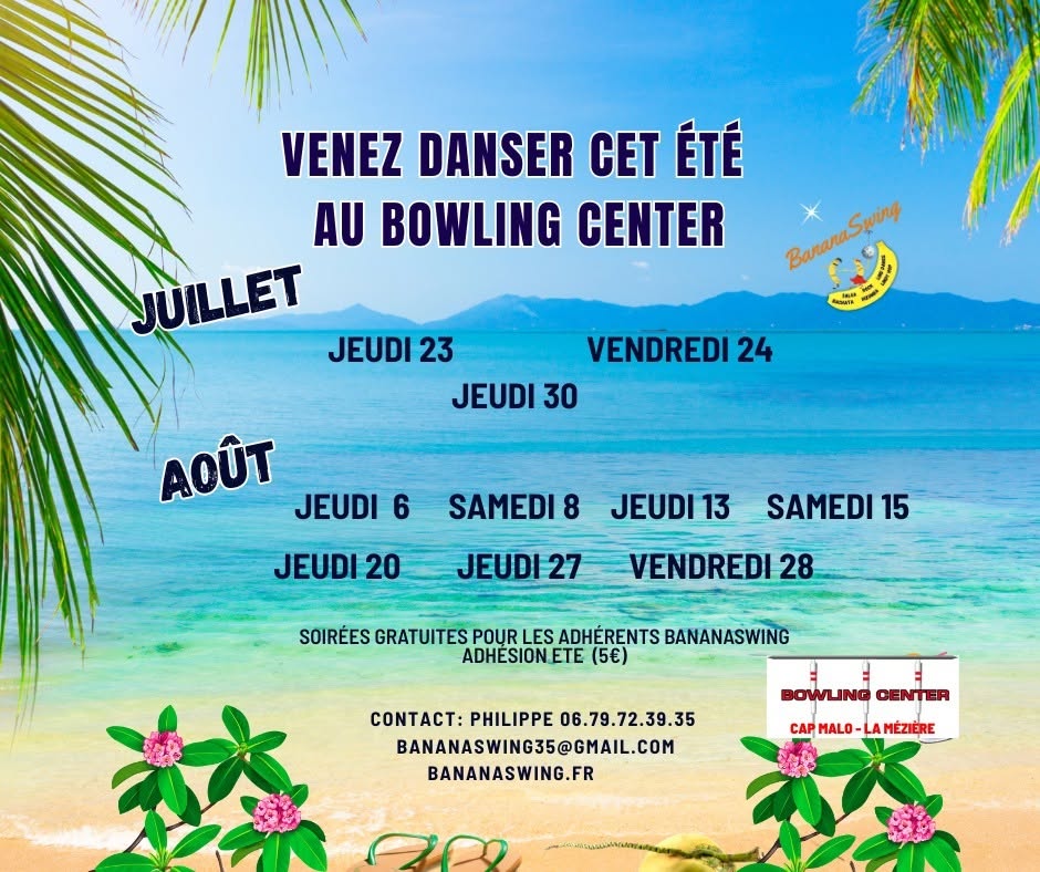 Affiche de Stages de Lindy hop et Bachata + soirée  SBKR gratuite au Bowling Center Cap Malo