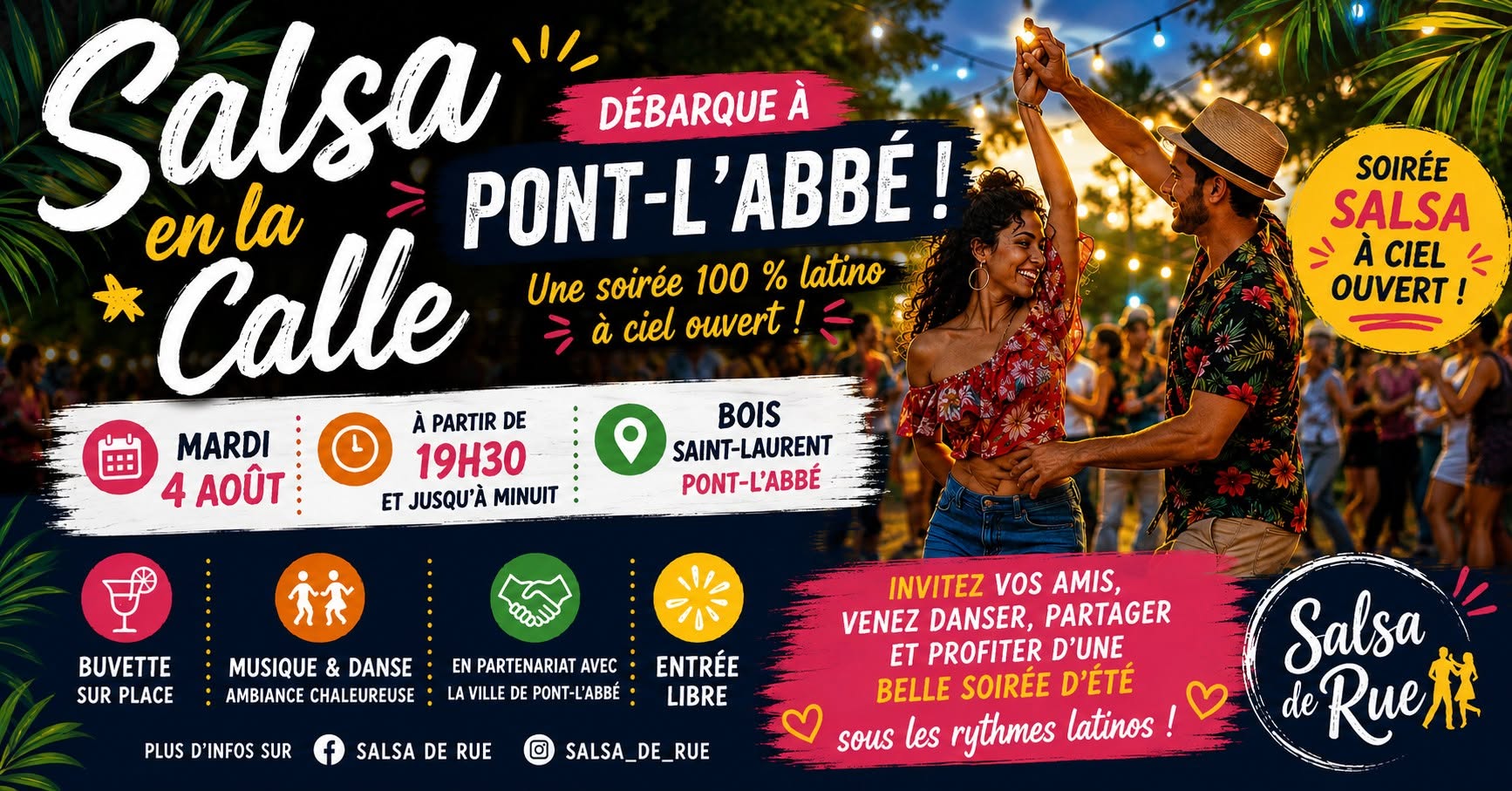 Affiche de 🌴💃 Salsa en la Calle à Pont-l'Abbé ! 🕺🎶
