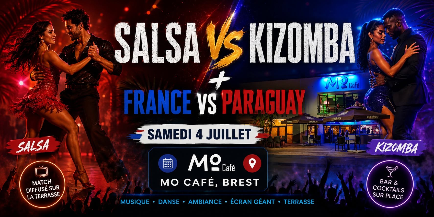 Affiche de SALSA VS KIZOMBA + France | Paraguay au Mo Café