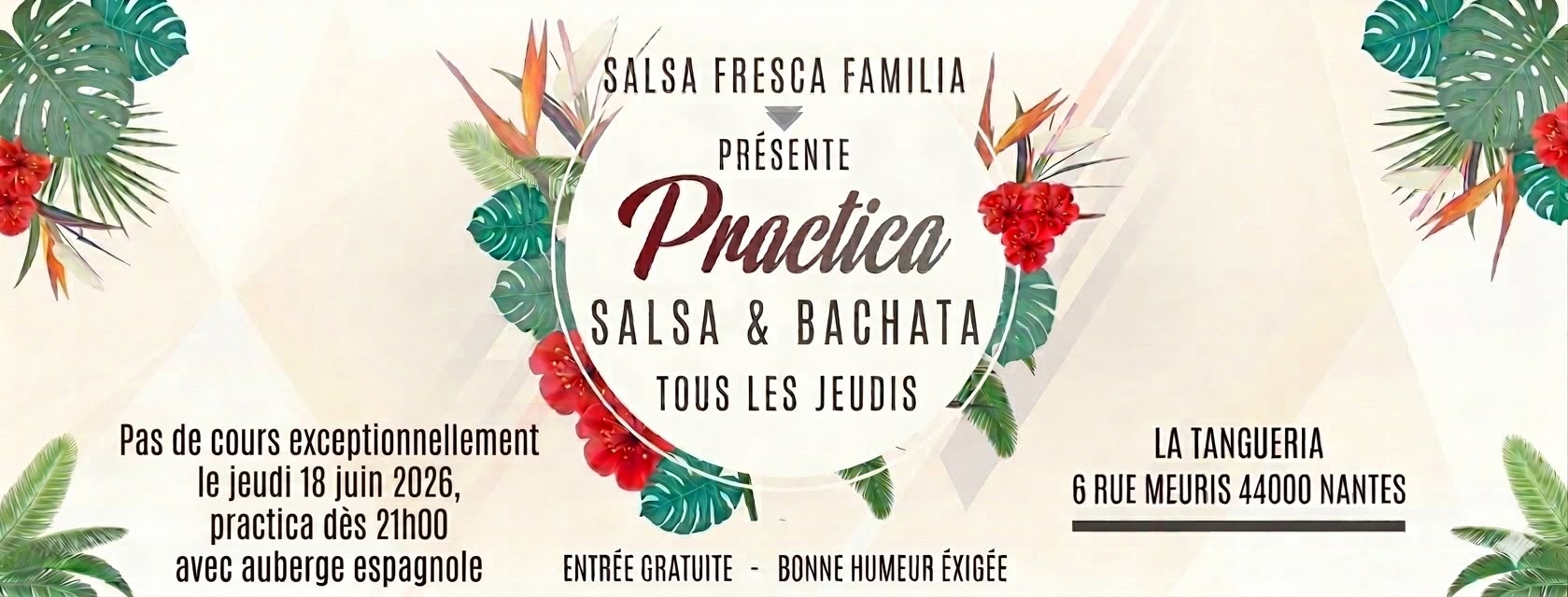 Affiche de Practica salsa et bachata avec Myriam - Jeudi 18 juin 21h - auberge espagnole de 20h30 à 1h 