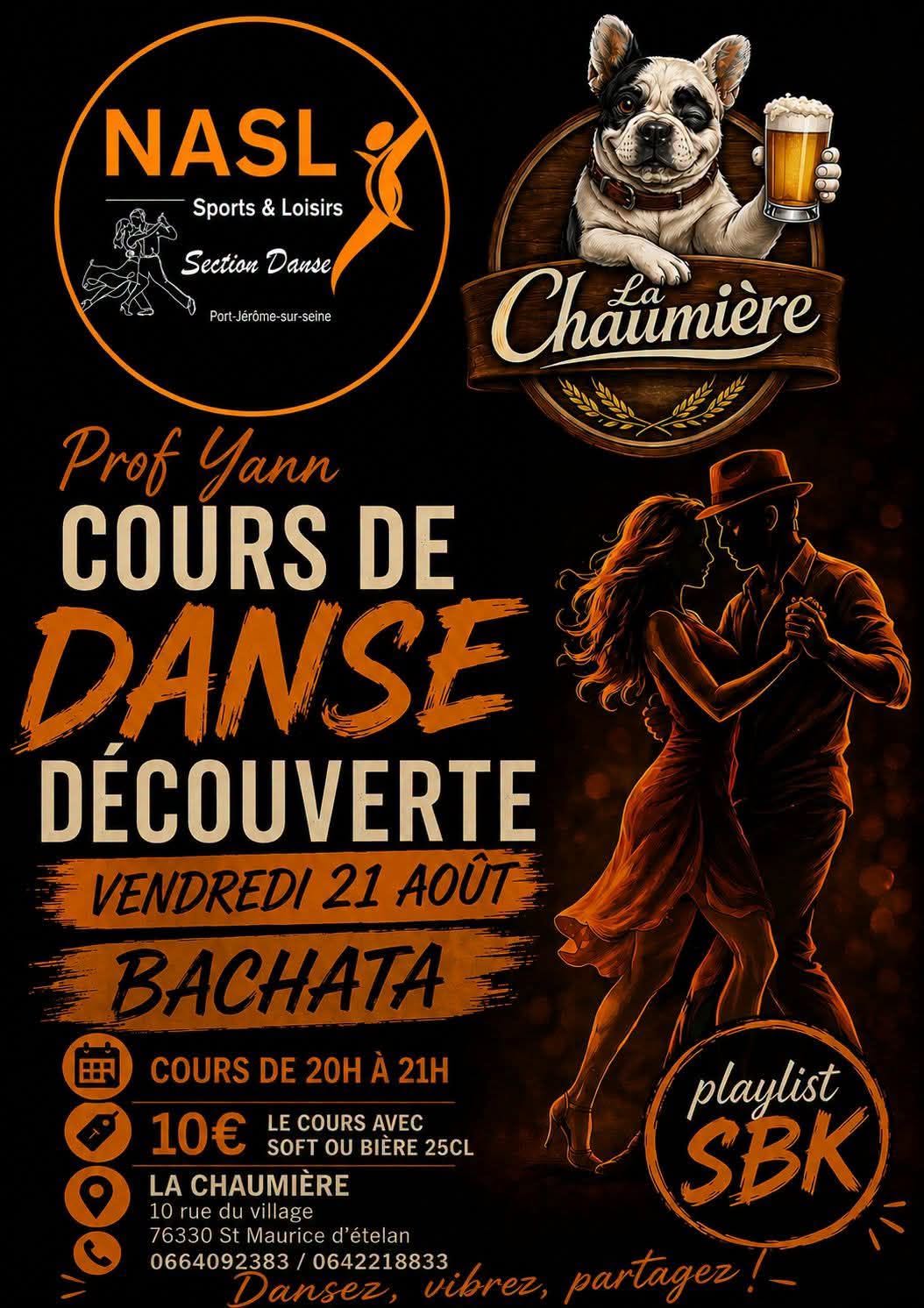 Affiche de Initiation Bachata - La Chaumière - Nasl danse