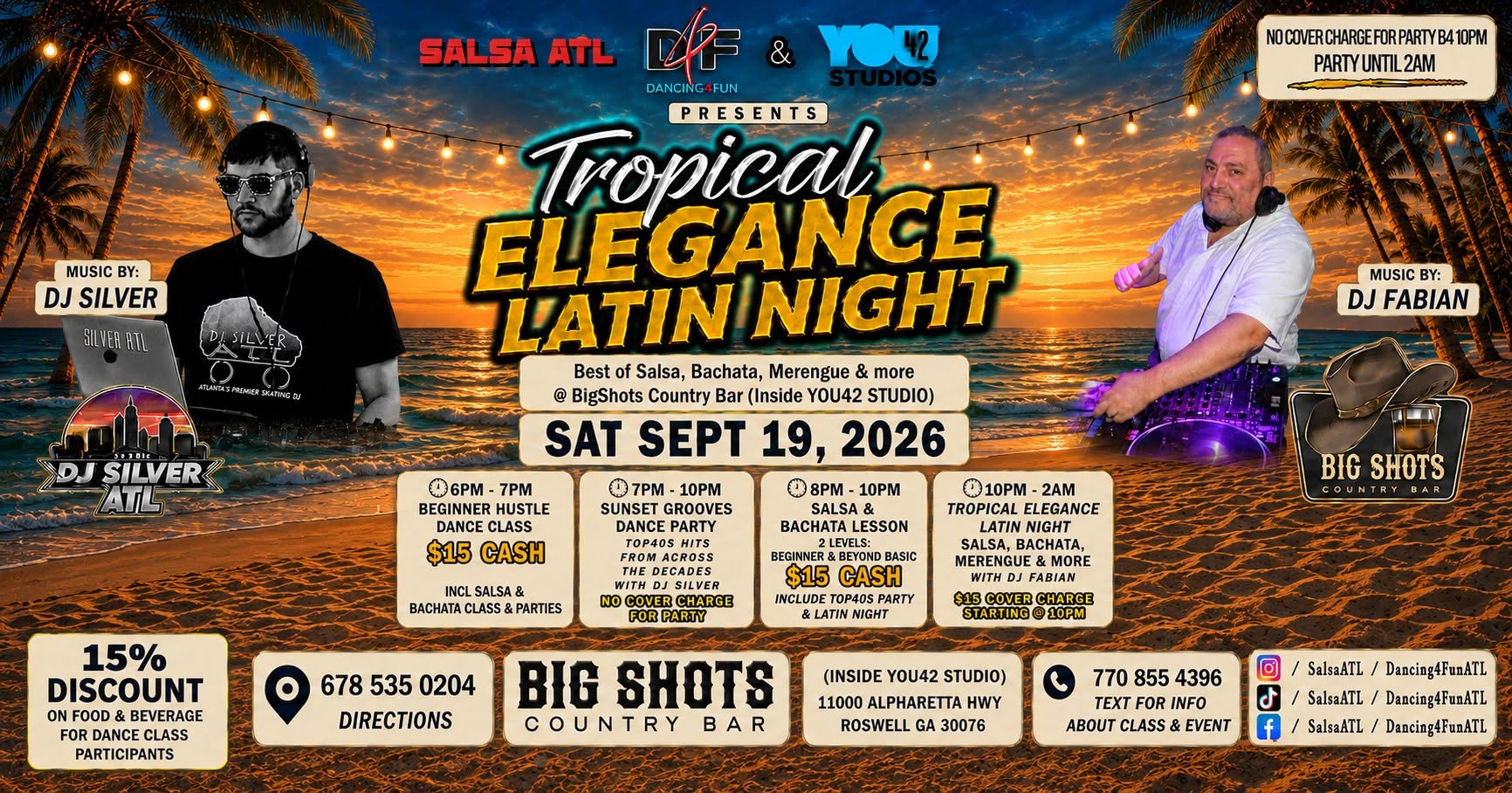 Affiche de Tropical Elegance Saturday Latin Night @ BigShots Country Bar 