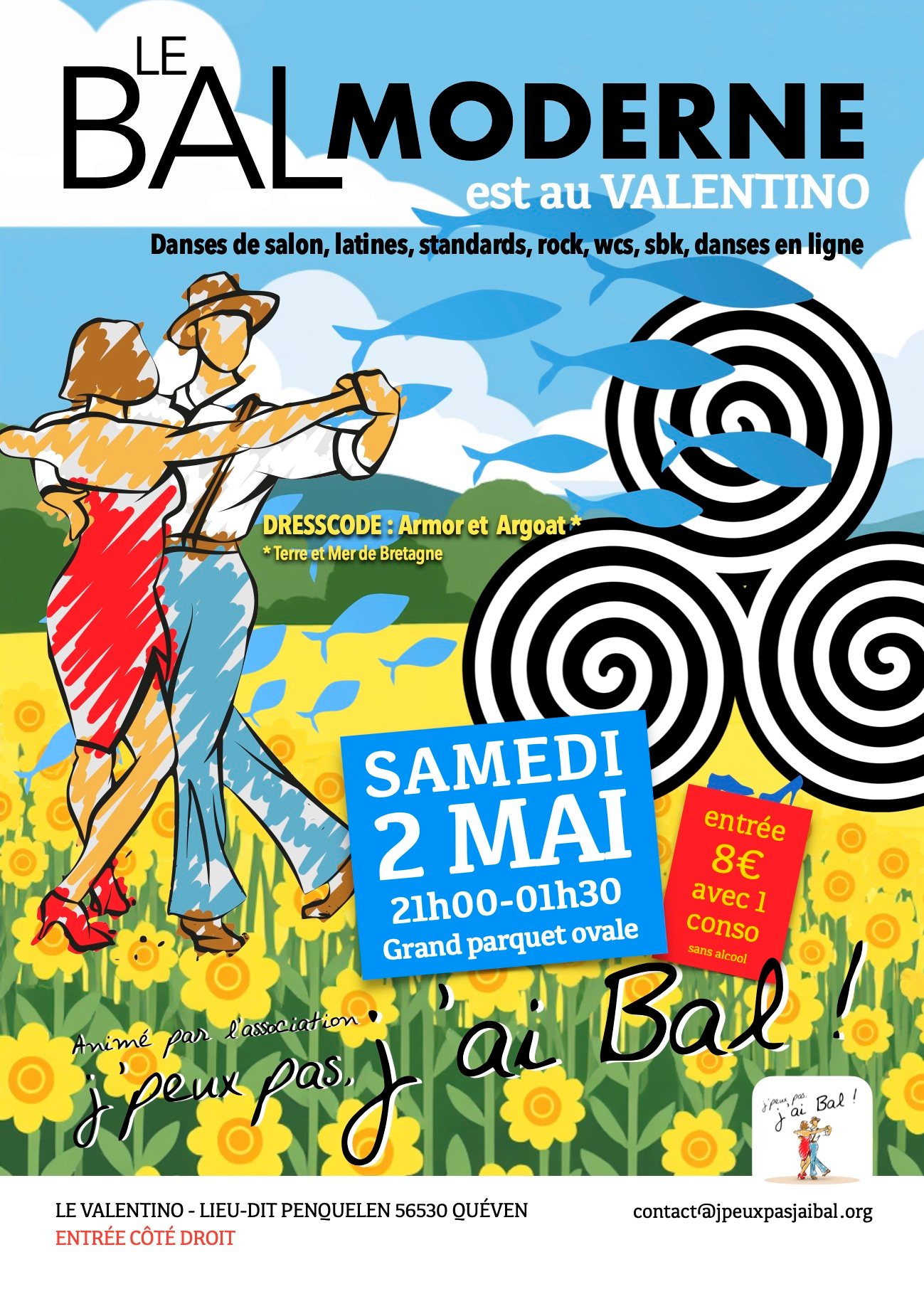 Affiche de Bal Moderne au Valentino, dresscode Armor et Argoat