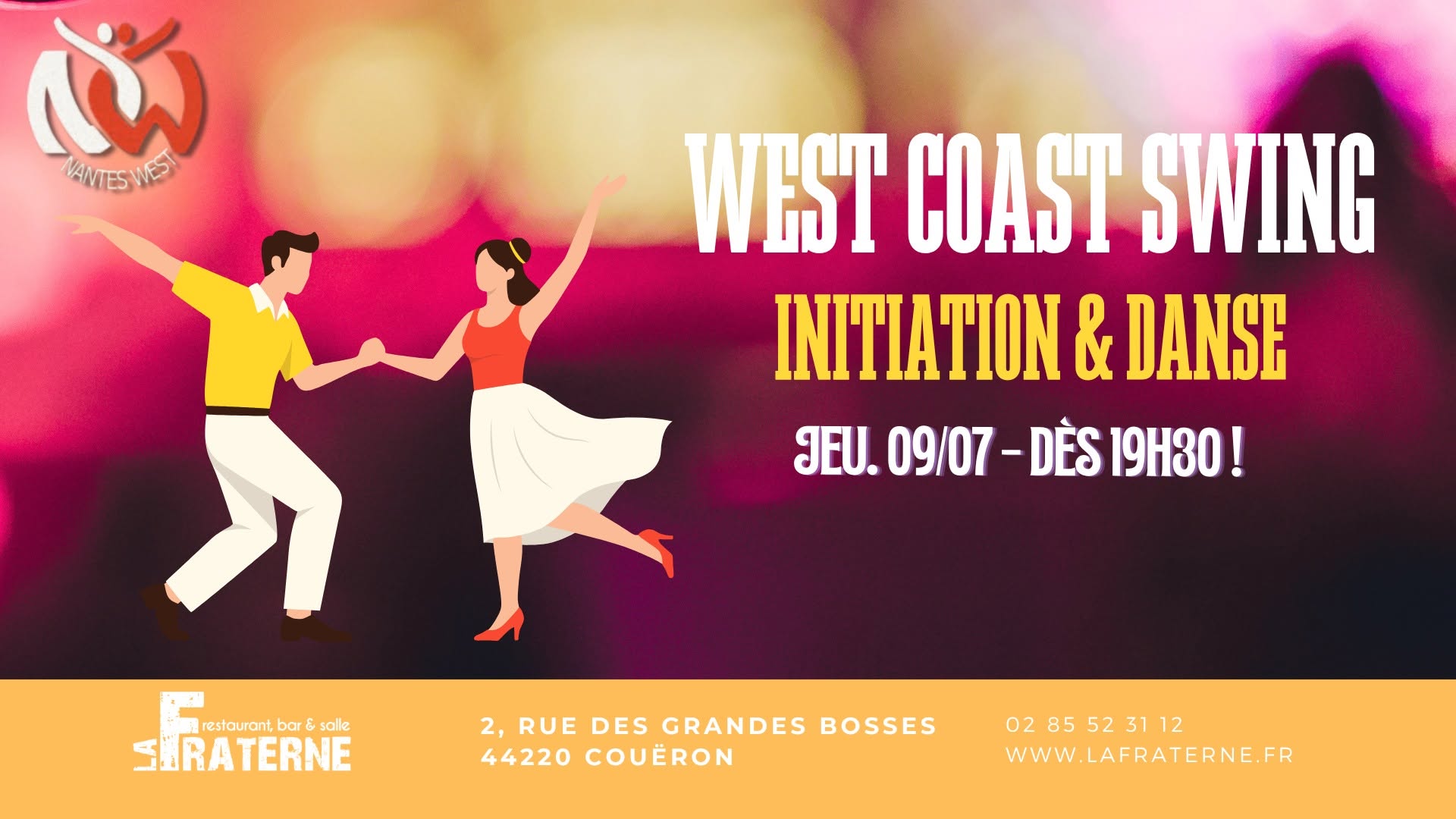 Affiche de Soirée West Coast Swing - Initiations gratuites ! 09/07
