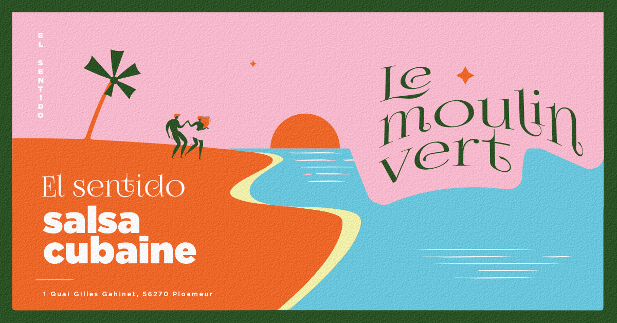 Affiche de soirée salsa au moulin vert
