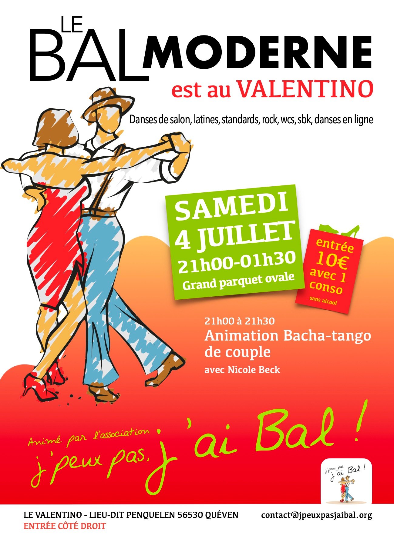 Affiche de Bal Moderne au Valentino, animation Bacha-tango