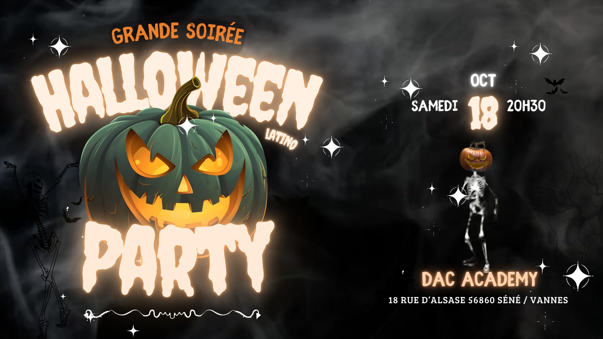Affiche de 🎃 Grande Soirée Halloween Latino à la Dac Academy à Vannes !! 🎃