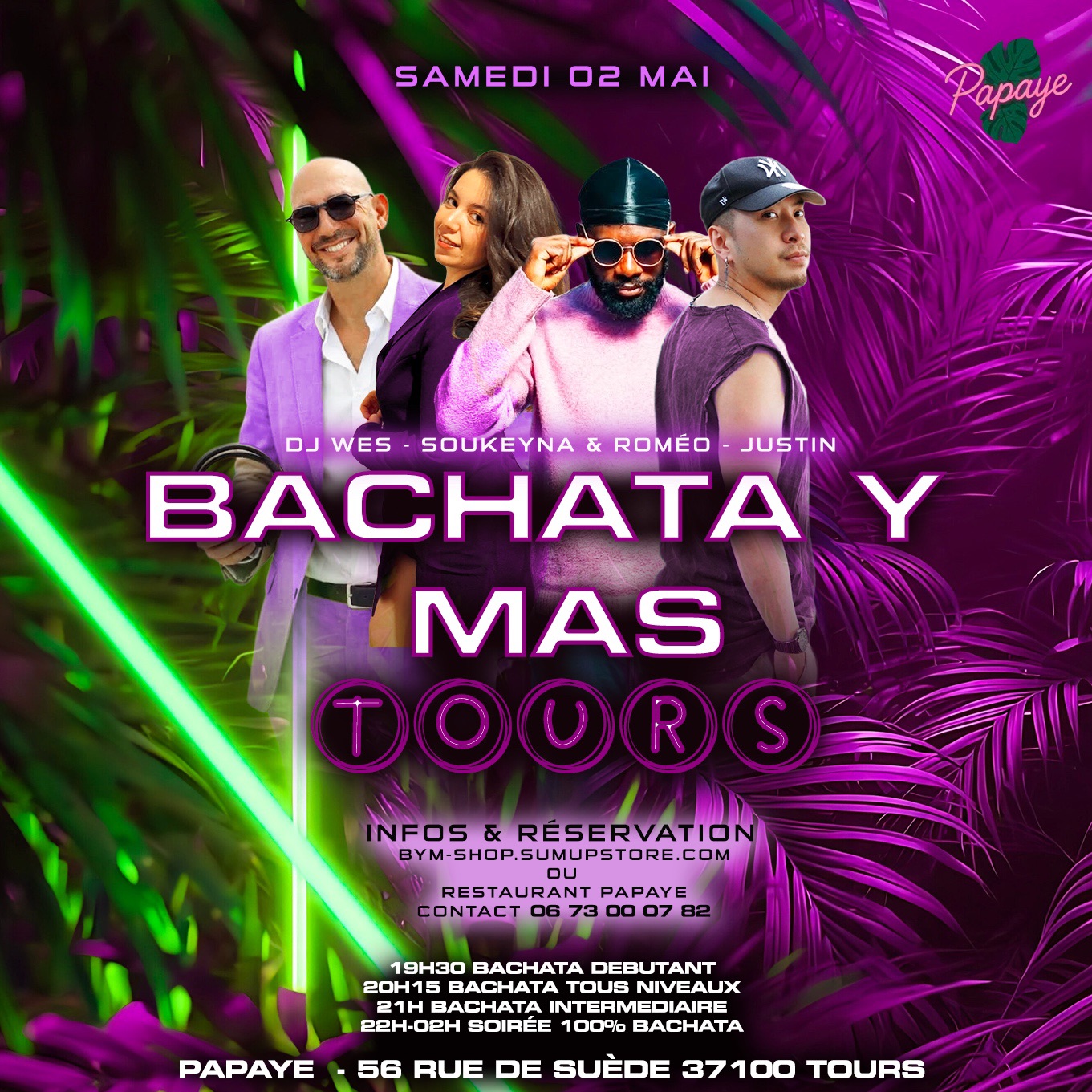 Affiche de Soirée 100 % bachata BYM x PAPAYE Tours 📍